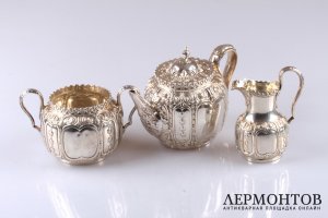 Чайный сервиз Roberts  Belk. 1863 год. Серебро 925 пробы. Англия