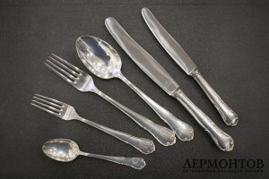 Столовый сервиз на 12 персон Vereinigte. Серебро 800 пробы. Германия, кон. XIX в.