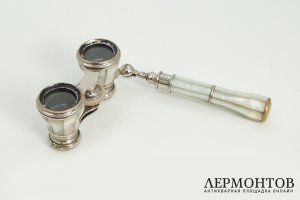 Театральный бинокль с перламутровыми вставками. Франция, Париж, начало 20 в. Металл. 