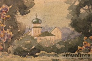 Картина Прокофьев А.М. Пейзаж с рекой. 1901 г.  