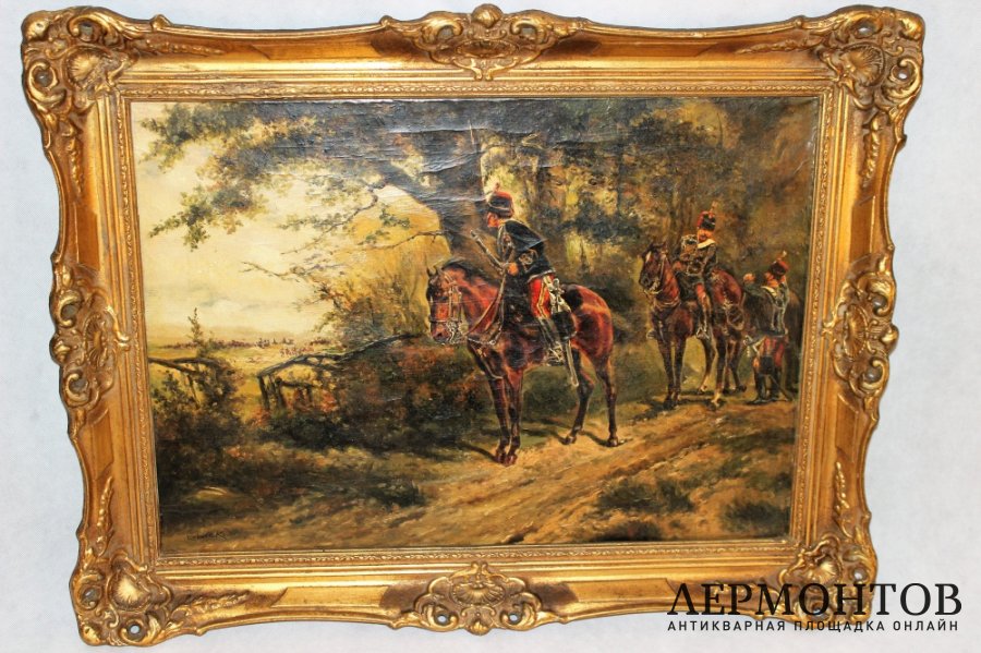 Картина. Разведчики. Людвиг Кох. Холст, масло. Германия