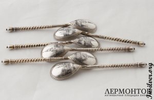 Набор ложек "Виды Москвы". Серебро 84. 1877 год. Российская империя