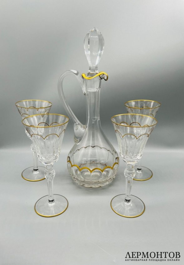 Набор для напитков: графин и 4 бокала. Хрусталь, Faberge, Франция, современная работа