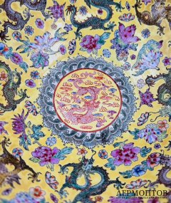 Большая пиала с драконами в коробке. Фарфор «яичная скорлупа», роспись, Китай, 1950-е