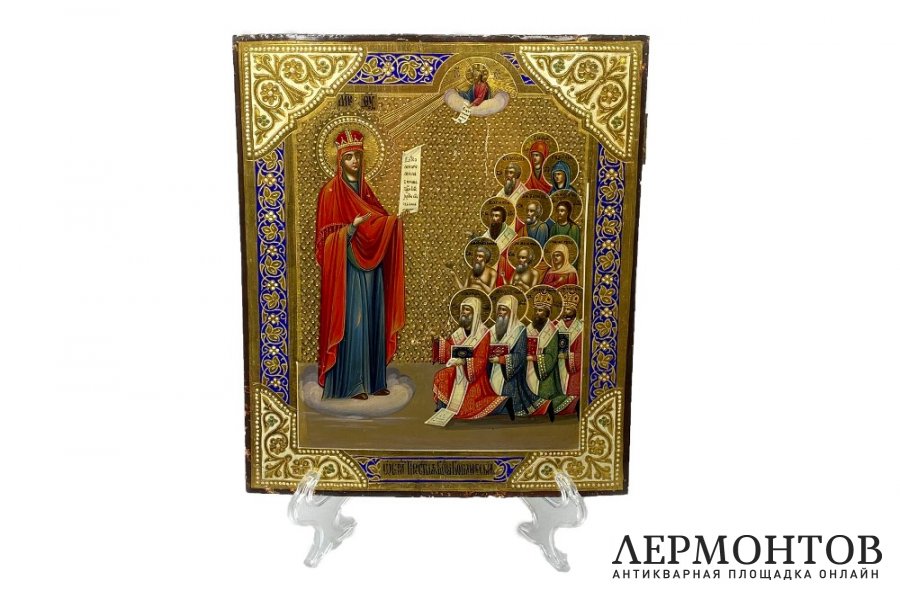 Икона Богоматерь Боголюбская.  Россия, кон. 19 - нач. 20 в. Дерево, левкас, смеш. тех