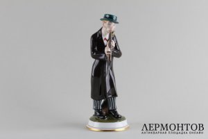 Статуэтка Музыкант с таксой. Rosenthal, Германия, Karl Himmelstoss Фарфор, 1920 г.
