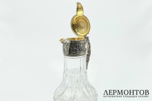 Графин в стиле Неоклассика. Россия, Москва, нач. 20 в.  Серебро 84 пробы, хрусталь.