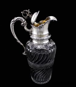Графин. Серебро 800 пробы, хрусталь. Германия, 19 век