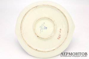 Блюдо с вазой-цаплей. Авторский фарфор. СССР, Дулево, Воскресенская, 1957 год.
