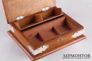 Шкатулка для карт. Дуб, серебро 925 пробы, эмаль. Англия, 1904 год