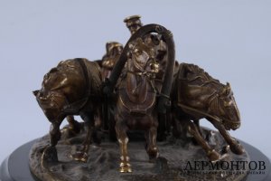 Скульптура Зимняя тройка. Россия,  Грачев, отливка - К.Ф.Верфель, 1880-е гг. Бронза.