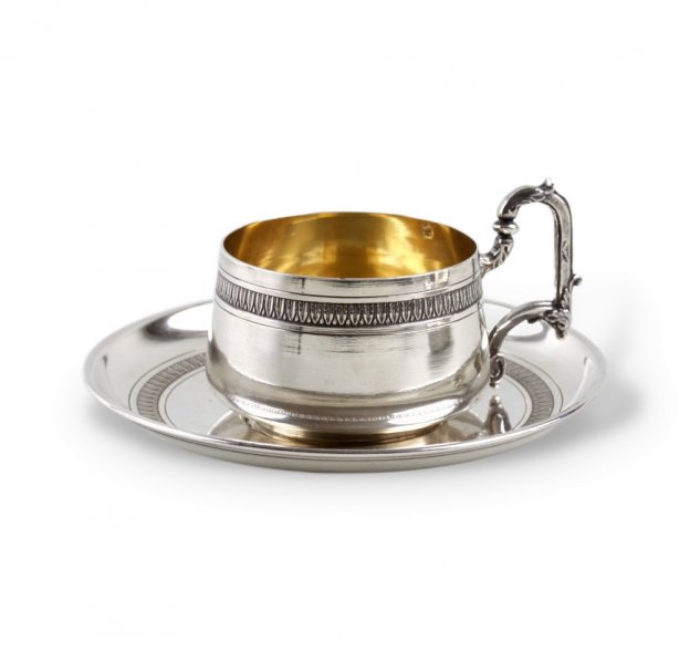 Кофейная пара в классическом стиле Boulanger. Серебро 950, золочение. Франция, XIX в.