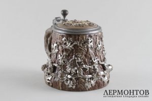 Пивная кружка с накладным рельефом в виде виноградной лозы. Германия, Villeroy Boch.