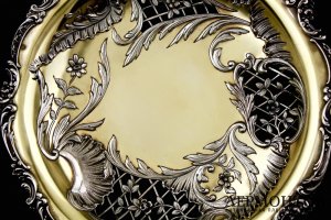Вазочка сухарница Lefebvre. Серебро 950 пробы, золочение. Франция
