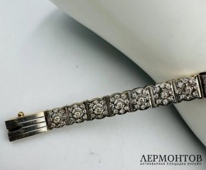 Браслет с бриллиантами. Золото 583 пробы, СССР, середина 20 века