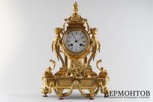 Часы кабинетные в стиле Второго Ампира. Россия, фабрика Ф. Шопена, сер. 19 в. Бронза.
