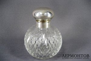 Флакон для духов. Серебро 925 пробы, хрусталь. Англия, ХХ.