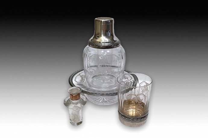 Прикроватный графин. Серебро 950 пробы, стекло. Франция, XIX-XX вв.