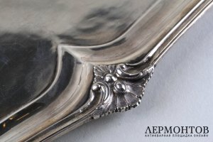 Поднос прямоугольный. Серебро 84 пробы. Россия, 1851 год.