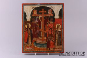 Икона Воздвижение Креста. Россия, Вологда, начало 18 в. Дерево, левкас, темпера.