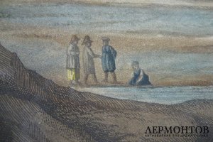 Гравюра Вид Тулы от реки Упы. 1813 год.  Дамам-Демарте. Франция, Париж.