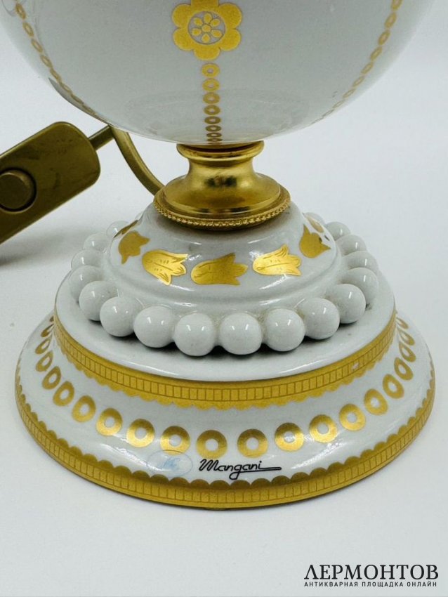 Настольная лампа. Фарфор, роспись, Mangani, Италия, 2000-е годы