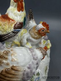 Скульптурная группа «Птичий двор». Фарфор, роспись, Meissen, И. И. Кендлер, Германия