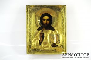 Икона. Господь Вседержитель. Дерево, масло, латунь, золочение. Россия, XIX век.