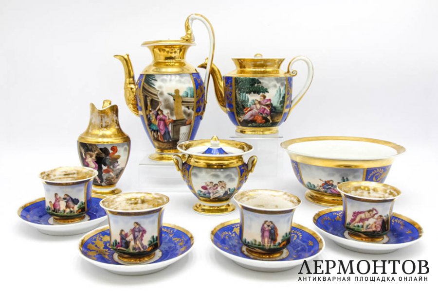 Чайный сервиз. Россия, завод Сафронова, 1830-40е гг. Фарфор, роспись.