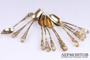 Набор чайных ложек. Серебро 800. Франция