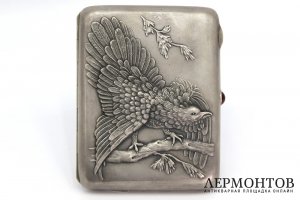 Портсигар Глухарь. Серебро 875 пробы. СССР, Москва, 1953 г.