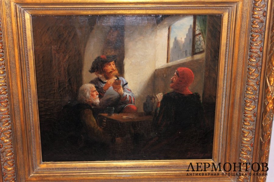 Картина. Игра в карты. Генрих Брелинг. Холст, масло. Германия