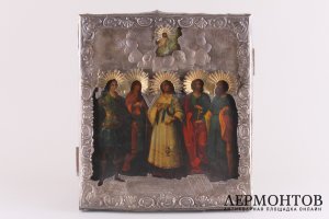 Икона Избранные святые. Димитрий, Анна, Авив, Самон, Гурий. Россия, пер. пол. XIX в.