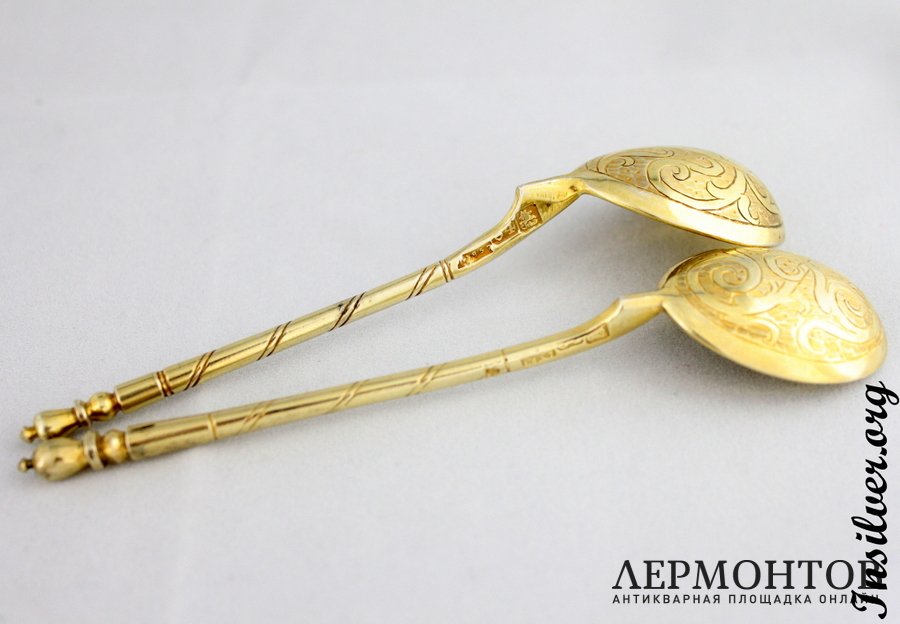 Две чайные ложки. 1857 год. Серебро 84. Россия