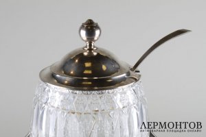 Крюшонница в классическом стиле. Серебро 800 пробы, хрусталь. Германия, XIX в.