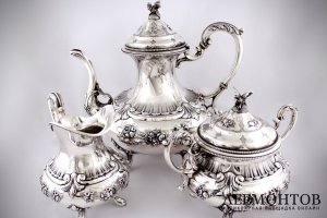 Чайный сервиз WOLFERS FRERES. Серебро 800 пробы. Бельгия, Брюссель. XIX в.