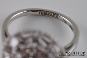 Кольцо малинка в белом золоте с бриллиантами, бренд Темкара. Россия, 2018. Новое.