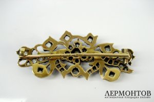 Брошь. Золото 56 пробы, бриллианты. Российская Империя.