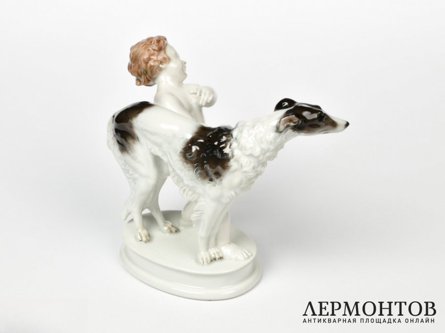 Статуэтка «Путти и борзая». Фарфор, Rosenthal, Германия, 1950 год