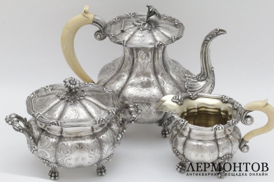 Чайный сервиз GANDAIS. Серебро 950 пробы. Франция, XIX в.