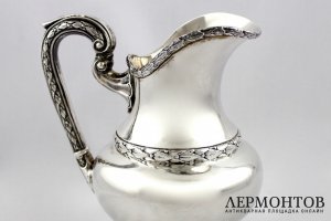 Чайно-кофейный сервиз на подносе. Серебро 800 пробы. Бельгия