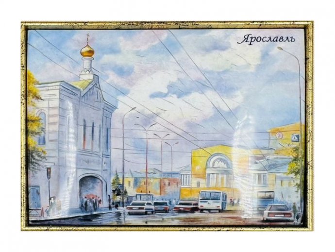 Панно «Ярославль». Медь, эмаль, «Ростовская финифть», художник Ю. Р. Ермаченкова, Рос