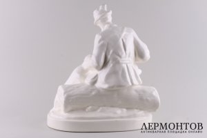 Статуэтка Охотник с собакой. Чехословакия, 1940-е годы. Rako. Фарфор.