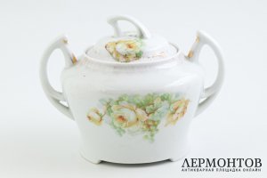 Сахарница Розы. Российская Империя, Товарищество Кузнецова, 1889-1917 гг. Фарфор.