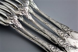 Столовый набор на 6 персон. Boulenger. Серебро 950 пробы. Франция, XIX век.