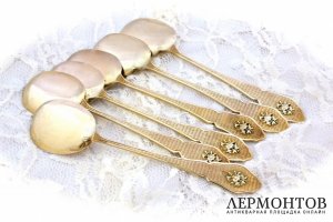 Набор десертных ложек. 6 штук. Серебро 950. Франция