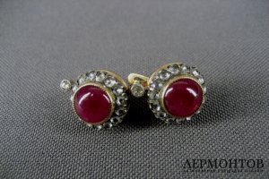 Серьги. Золото 56 пробы, рубины. Российская Империя.