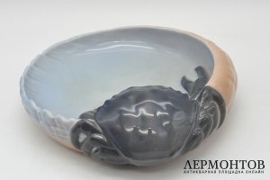 Тарелка, конфетница с крабом. Фарфор, роспись. Дания, Royal Copenhagen, 1942-1979.