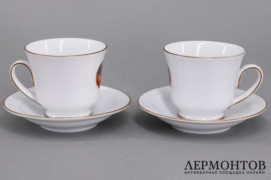 2 кофейные пары, Кремлевский сервиз. Фарфор. СССР, ЛФЗ, 1960-70е гг.