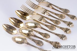 Столовый сервиз на 6 персон Jamet. Серебро 950. Франция